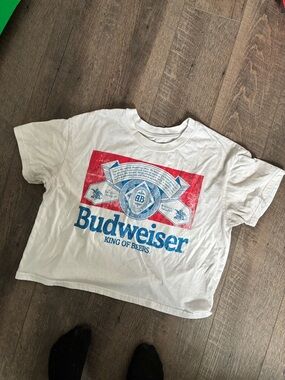 Budweiser White Graphic Tee - Red & Blue Logo
